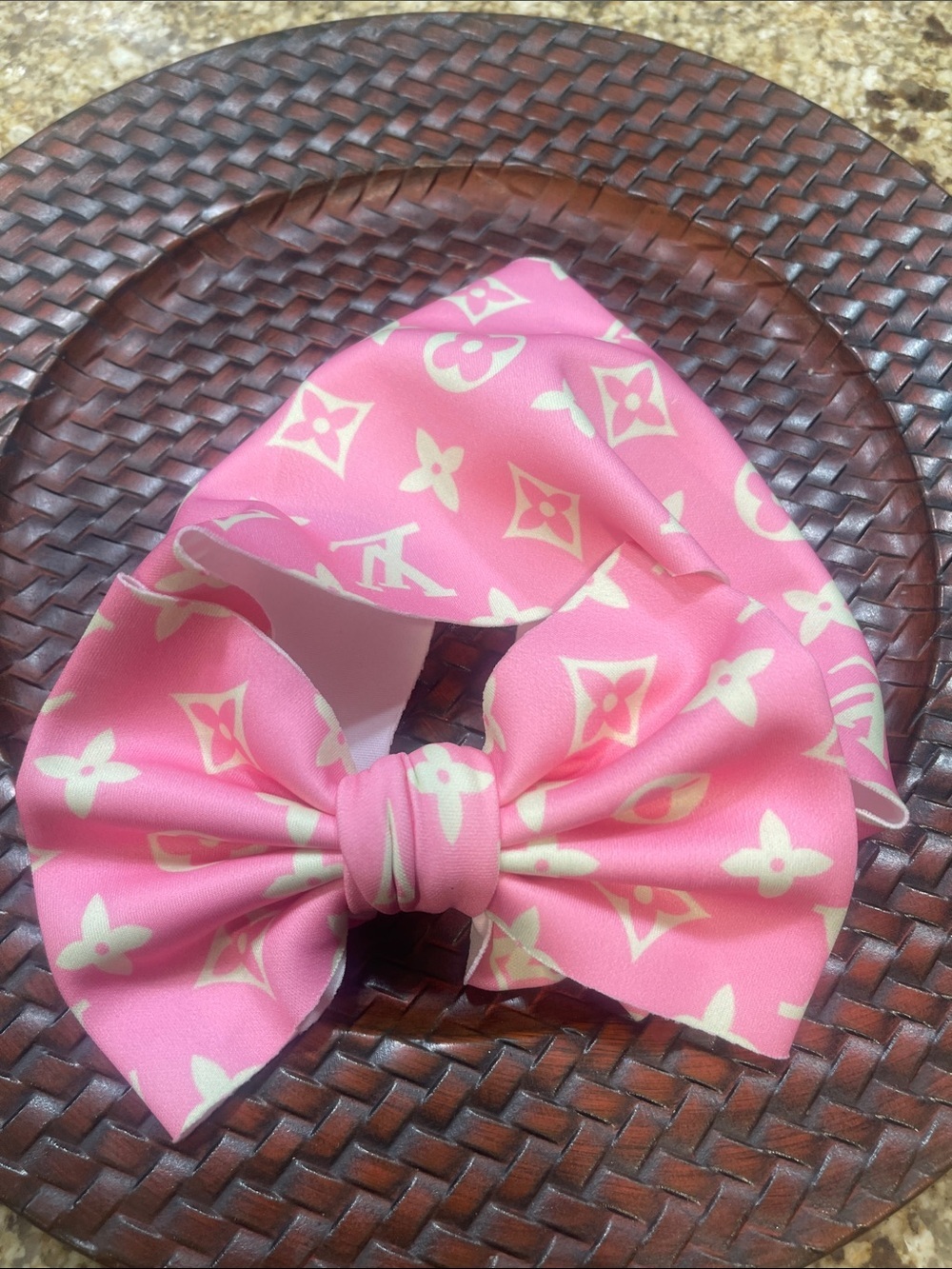 Pink Monogram-Pattern Kids Bow Hair Accessory